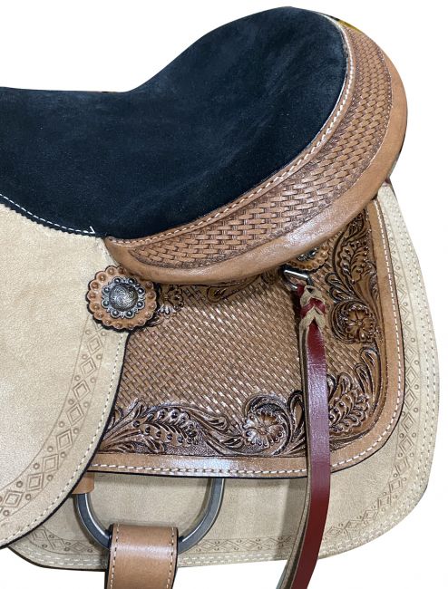 16" Circle S Roper Western Saddle with basket stamp tooling on skirt #2